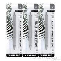 3 - Zebra F-701 Ballpoint Pens  Stainless Steel with Knurled Grip  Pk of 3 Pens - B00KCY5OC8