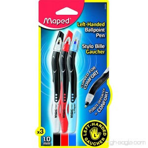 Maped Visio Left Handed Pens Assorted Colors Pack of 3 (224324) - B00819FUHK