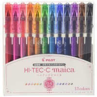 Pilot Hi-Tec-C Maica Gel Ballpoint Pen  12 Color Set  Fine (LHM180C4-12C) - B00N92S8FA