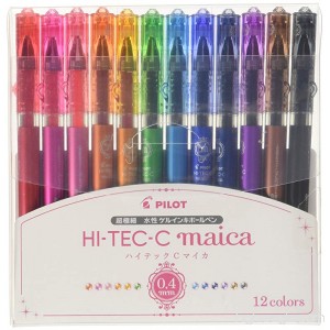 Pilot Hi-Tec-C Maica Gel Ballpoint Pen 12 Color Set Fine (LHM180C4-12C) - B00N92S8FA