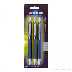 Uni-Ball Jetstream Retractable Ball Point Pens 0.7mm Black Ink 3-Count - B002FSZP5A