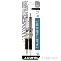 Zebra Pen 29212 Zebra F-402 Ballpoint Stainless Steel Retractable Pen  Fine Point  0.7mm  Black Ink  2-Count - B004WOAJP6