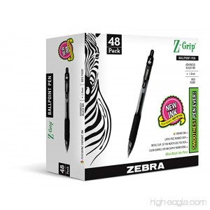 Zebra Pen Z-Grip Retractable Ballpoint Pen Medium Point 1.0mm Black Ink 48-Count - B00WDCIDIE