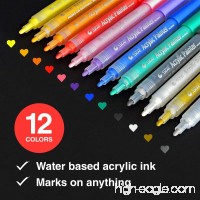 Acrylic Paint Markers Set - Permanent Paint Pens for Plastic  Glass  Ceramic  Wood  Cloth  Rubber  Rock and any surface. 12 Water based. Water resistent - B07BSQJPGM