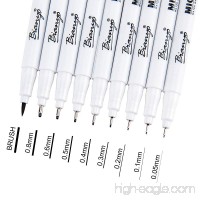Bianyo Archival Ink Micro Pens  Art Waterproof Black Pen Set for Sketching Writing  Assorted Tips  Set of 9 - B074PKJW5D