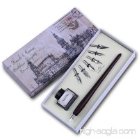 FEATTY Christmas Gifts Quill Pen Set Antique Dip Wooden Pen Calligraphy Writing with 6 PCS Nibs And Ink - B01LZBFHBV