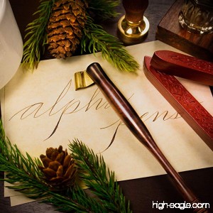 Ornamental Calligraphy Oblique Nib Pen Holder with Multi-Fit Brass Flange Right Handed Dip Pen by Alpha Pens No Velvet Pouch No Nib (Medium/Dark Brown) - B073LXX6C1