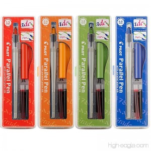 Pilot Parallel Calligraphy Pen Set 1.5 mm 2.4 mm 3.8 mm and 6 mm with Bonus Ink Cartridge (P9005SET) - B004O7FYHY