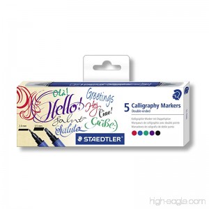 Staedtler 3002 C5 Calligraphy Marker with Chisel Tip Double Ended 3.5 and 2.0 mm 5 Assorted Colors Set - B01CELIX8S