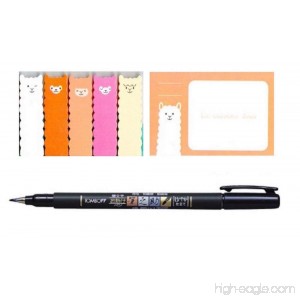 Tombow Cute Kawaii Japanese Office School Supplies Fudenosuke Soft Touch Brush Pen and Sheep Alpaca Animal Post-it Bookmarks Index Tabs Sticky Notes Flags Memo Pad Stationery Set - B07BK7SZ2Z