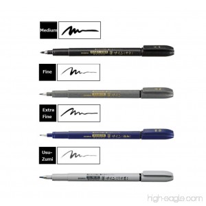 Zebra Fude Sign Brush Pen Regular Extra Fine Medium Usu-Zumi Gray Ink Value Set of 4 - B072J83MPS