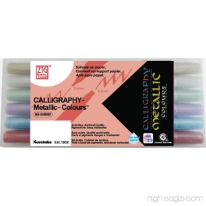 Zig Memory System Calligraphy Metallic Dual Tip Marker 6-Pack - B00HVM48TO