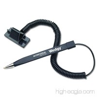 MMF Industries Wedgy Anti-Microbial Coil Pen With Scabbard Base  Black Pen with Blue Ink (28608) - B001U8HBH6
