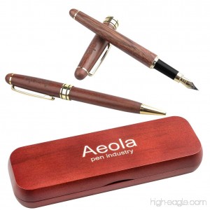 Rose Gold Fountain Pen Set Aeola Natural Handcrafted Wooden Ballpoint and Pen with Matching Wooden Box Luxury Elegant Gift Pen Set for Calligraphy Signature Executive Business - B078PK6XPP