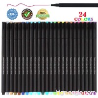 24 Pieces Fineliner Color Pens Set  0.4 mm Fine Tip Colored Writing Point Drawing Markers Pen for Writing Journal Planner Note Coloring Art student  Black - B07FGW8ZPX