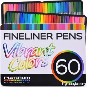 Fineliner Color Pen Set (HUGE SET OF 60 COLORING PENS) Colorful Ultra Fine 0.4mm Felt Tips in 30 Individual Colors - Porous Point Marker - Perfect for Drawing & Adult Coloring Books - B01ES5D7CU