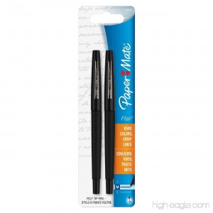 Paper Mate Flair Felt Tip Pens Medium Point Black Ink Pack of 2 Pcs. - B01N7EDDII