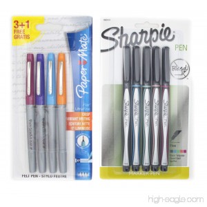 Paper Mate Flair Ultra Fine Tip Felt Tip Pens Non Smear Pack of 4 Sharpie Fine Point Pen Assorted Colors Pack of 5 Bundle - B01N9XAK0G