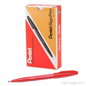 Pentel Sign Pen Stick Porous Point Pen Fine Point Red Barrel Red Ink 12-Count (S520-B) - B001AQR984
