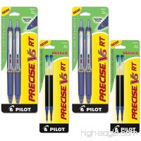 Pilot Precise V5 RT Retractable Rolling Ball Pens  Extra Fine Point  Black Ink  6 Pens (4-Pack/Bundle  Blue) - B07DF9K89X