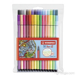 Stabilo Pen 68 Coloring Felt-tip Marker Pen 1 mm - 30-Color Wallet Set - B00HH32BH8