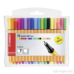 Stabilo Point 88 Mini Fineliner Pens Set of 18 Multicolored - B00OAX1TPI