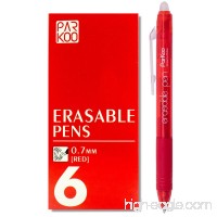 ParKoo Retractable Erasable Gel Pens Clicker  Fine Point  Red Ink  6-Pack - B0752W19X9