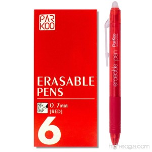 ParKoo Retractable Erasable Gel Pens Clicker Fine Point Red Ink 6-Pack - B0752W19X9