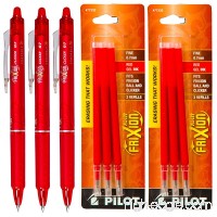 Pilot FriXion Clicker Retractable Gel Ink Pens  Eraseable  Fine Point 0.7mm  Red Ink  Pack of 3 with Bonus 2 Packs of Refills - B00H9OND9K