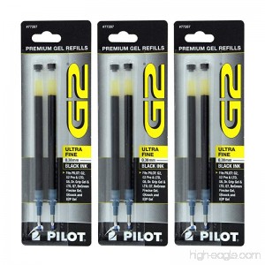 Pilot G2 Dr. Grip Gel/Ltd ExecuGel G6 Q7 Rollerball Gel Ink Pen Refills 0.38mm Ultra Fine Point Black Ink Pack of 6 - B00P05O39E