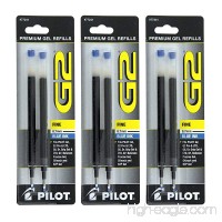 Pilot G2  Dr. Grip Gel/Ltd  ExecuGel G6  Q7 Rollerball Gel Ink Pen Refills Blue 7 mm 6 Pack - B00P19MK5I