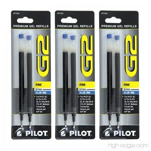 Pilot G2 Dr. Grip Gel/Ltd ExecuGel G6 Q7 Rollerball Gel Ink Pen Refills Blue 7 mm 6 Pack - B00P19MK5I