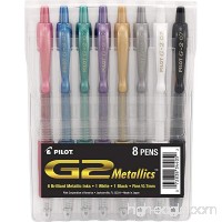 Pilot G2 Metallics Gel Roller Pens Fine Point (.7 mm) Assorted Color Inks 8-Pack Pouch (34405)  Pink  Blue  Green  Purple  Gold  Silver  White & Black; Retractable  Refillable & Premium Comfort Grip - B00OIM23TC