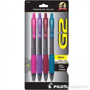 Pilot G2 Retractable Premium Gel Ink Roller Ball Pens Bold Point Assorted Colors 4-Pack (31651) - B0102OO89M