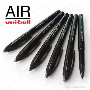 Uni-Ball AIR Micro - 0.5mm Fine Rollerball - Pack of 6 - Black - UBA-188-M - B01M4LURM1