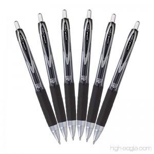 Uni-Ball Signo 207 Retractable Gel Ink Rollerball Pens Bold Point 1.0mm Pack of 6 (Black) - B076QZPGC2