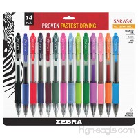 Zebra Sarasa Retractable Gel Ink Pens  Medium Point 0.7mm  Assorted Color Rapid Dry Ink  14-Count - B00BP3OVJM