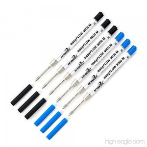6 Pack - Schmidt Easy FLOW 9000 - 3 Black Ink & 3 Blue Ink - Medium Point - B01M8FUE2X