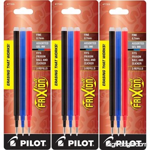 Pilot Gel Ink Refills for FriXion Erasable Gel Ink Pen Fine Point Assorted Ink Pack of 9 (77335) - B00IT11ZTW