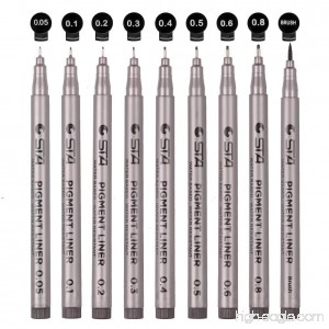 Black Micro-line Pens for Drafting - Ultra Fine Point Technical Drawing Pen Set Anti-Bleed Fineliner Pen for Illustration Office Sketch Scrapbooking Signature 9 Size - B0773LQXMG