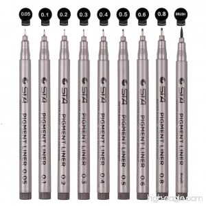 Black Micro-line Pens for Drafting - Ultra Fine Point Technical Drawing Pen Set Anti-Bleed Fineliner Ink Pen for Multiliner Illustration Anime Office Sketching Scrapbooking Signature 9 Size/Set - B078W5THT8