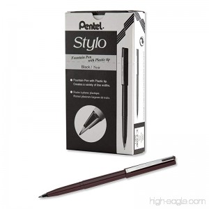 Pentel Arts Stylo Sketch Pen Black Box of 12 (JM20-AE) - B00JS8J1N2
