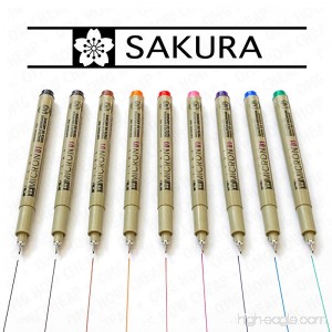 Sakura Pigma Micron - Colour Pigment Fineliners - Set of 9 - 0.1mm - B01FXUYCH8