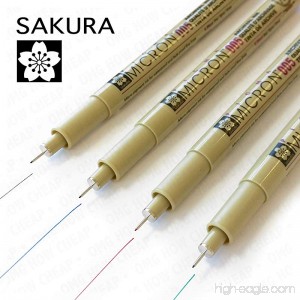 Sakura Pigma Micron - Pigment Fineliners - Pack of 4 - 0.05mm - Black Blue Red and Green - B01G1T8F3C
