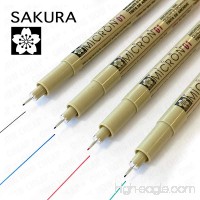 Sakura Pigma Micron - Pigment Fineliners - Pack of 4 - 0.1mm - Black  Blue  Red  and Green - B01G1TEV9O