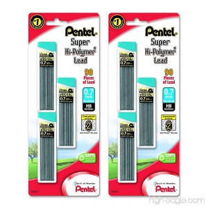 2 Pack Pentel Super Hi-Polymer Lead Refill 0.7 mm Medium HB 180 Pieces of Lead (C27BPHB3-K6) - B00V2N6EYU