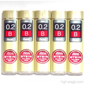 Pentel Ain Mechanical Pencil Leads 0.2mm B 10 Leads X 5 Pack/total 50 Leads(Japan Import) - B00XJ9H6LA