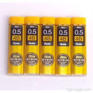 Pentel Ain Pencil Leads 0.5mm 4B 40 Leads X 5 Pack/total 200 Leads (Japan Import) [Komainu-Dou Original Package] - B00PQY8XRC