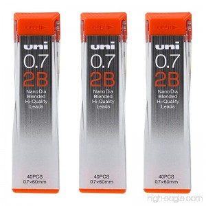 Uni-Ball Nano Lead Mechanical Pencil Lead Refills 0.7mm 2B Black Lead Pack of 120 - B00N46UY9E