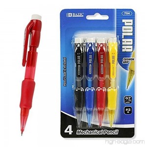 4-Pack Mini 0.7mm Mechanical Pencils Rubber Grip Eraser by Bazic - B0141N87ME